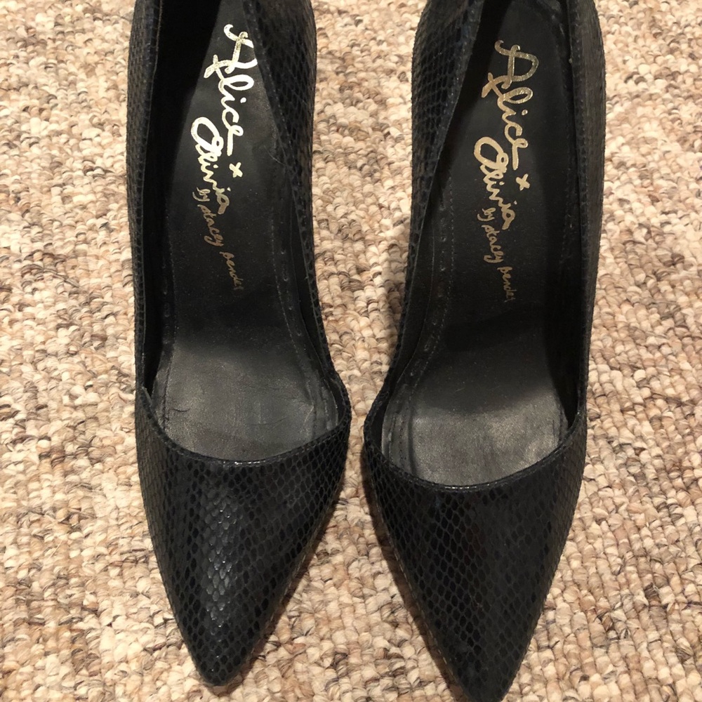 Alice and Olivia Dina snakeskin heel